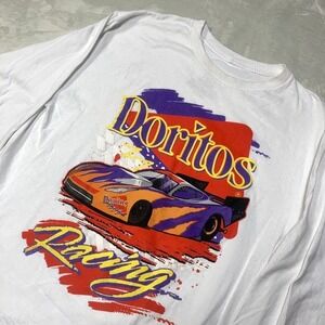 Y2K Doritos Race Car Long Sleeve T-shirt Men's Large White Big Graphic Print 00s